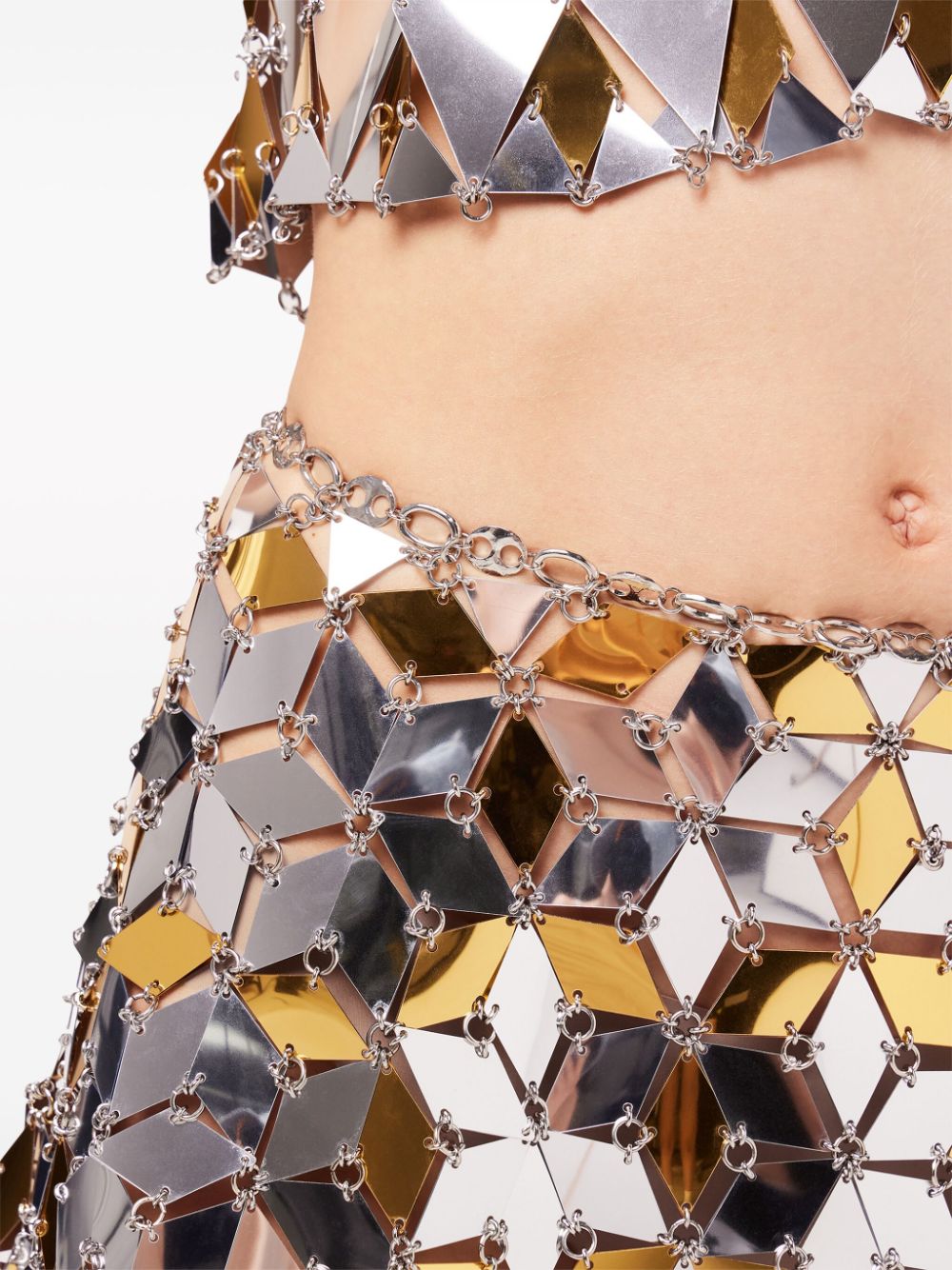 Shop Rabanne Sparkles Rhombic-paillettes Miniskirt In Gold