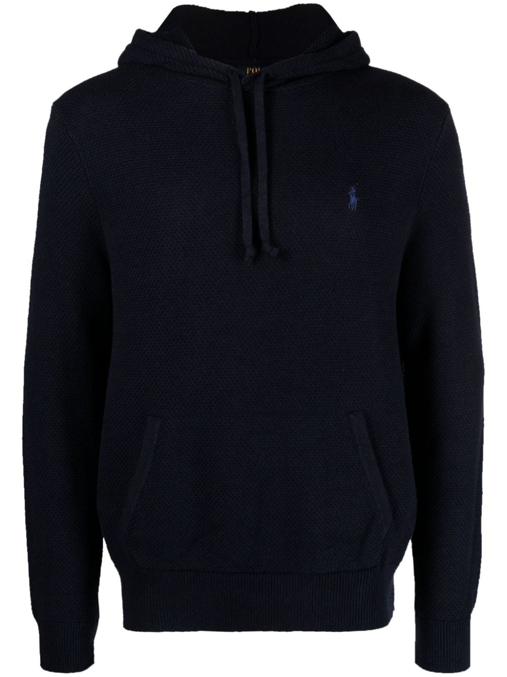 Polo Ralph Lauren Polo Pony Waffle-knit Hoodie In Blue
