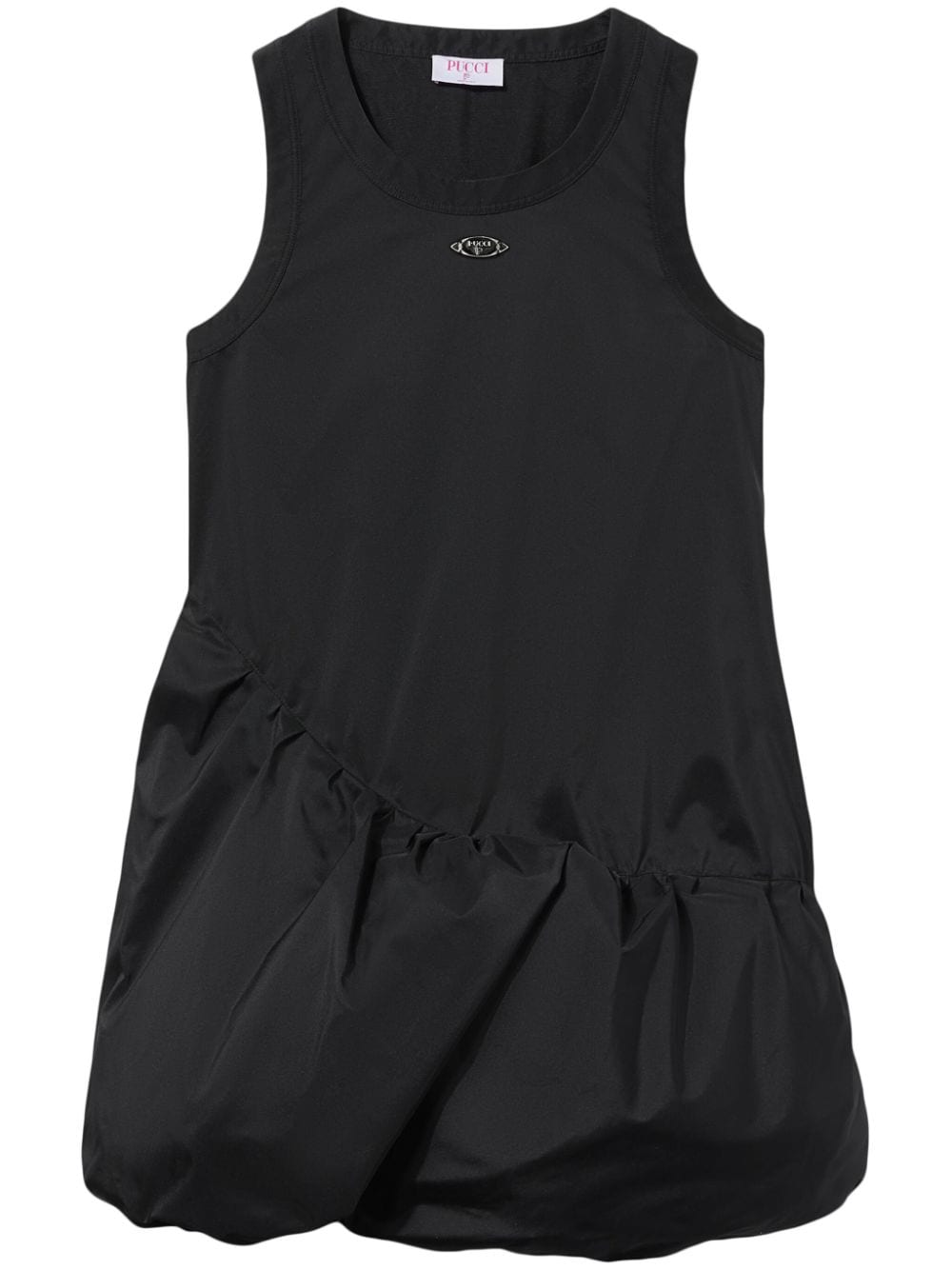 Pucci Logo-plaque Taffeta Minidress In Black