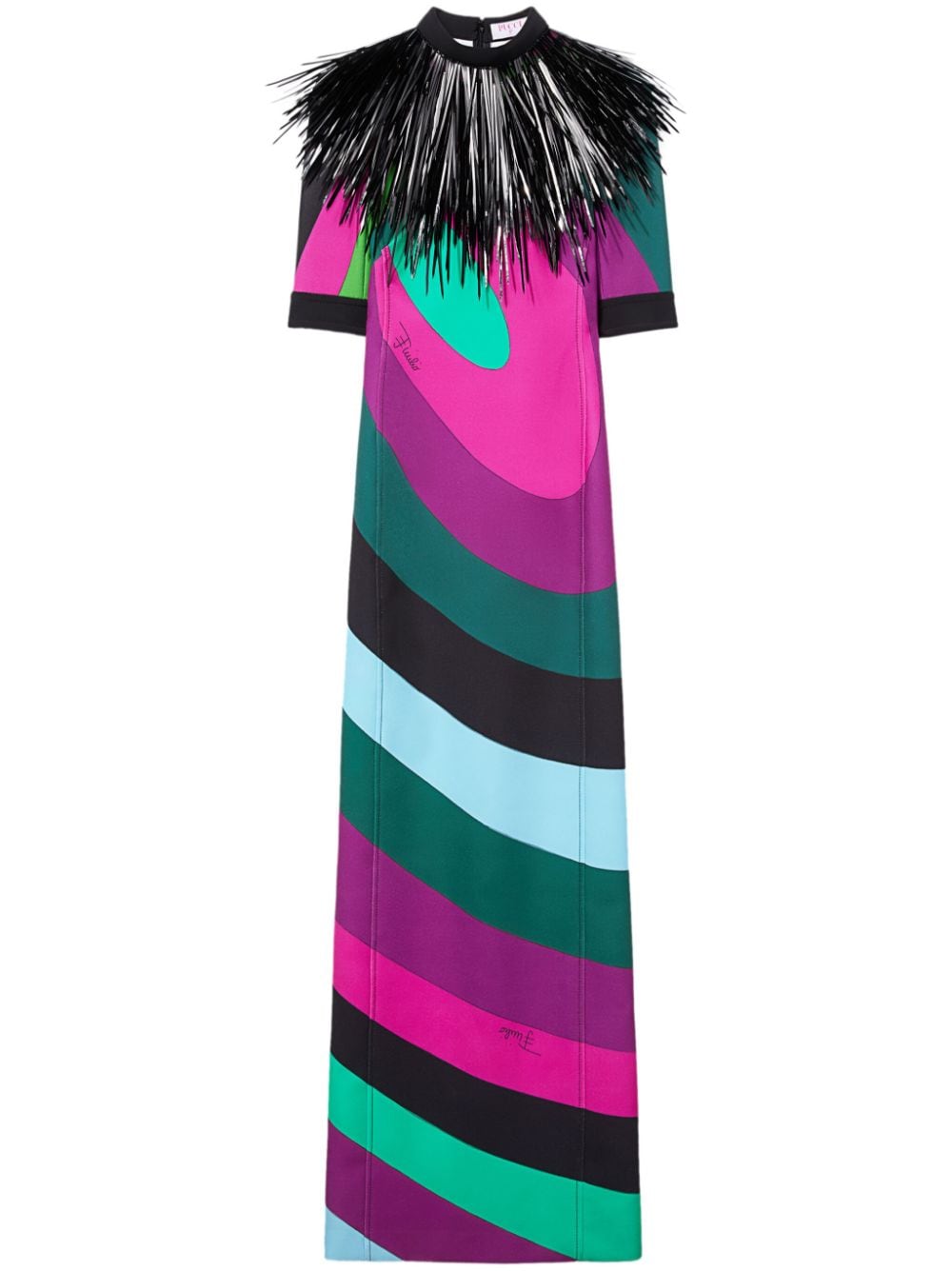 Pucci Iride-print Crepe Maxi Dress In Green