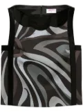 PUCCI Marmo-print patent-trim crepe top - Black
