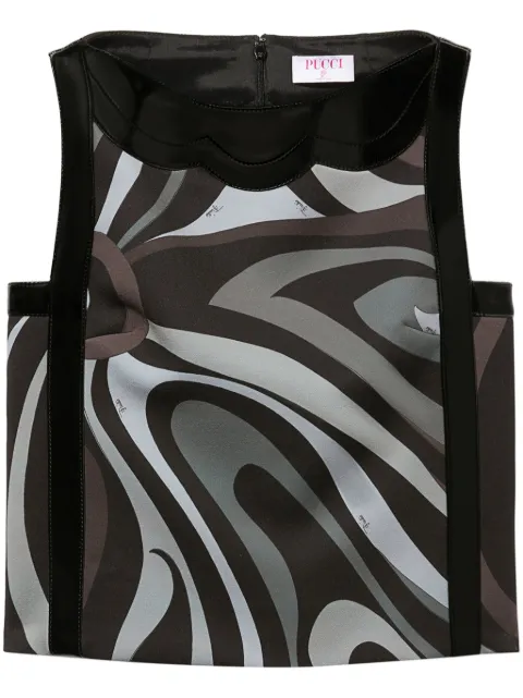 PUCCI Marmo-print patent-trim crepe top