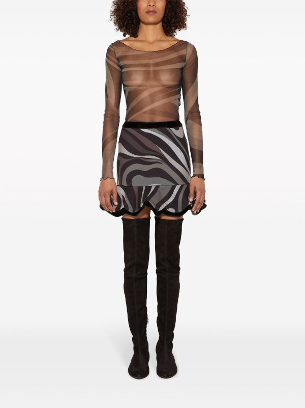 PUCCI Marmo-print Crepe Peplum Mini Skirt - Farfetch