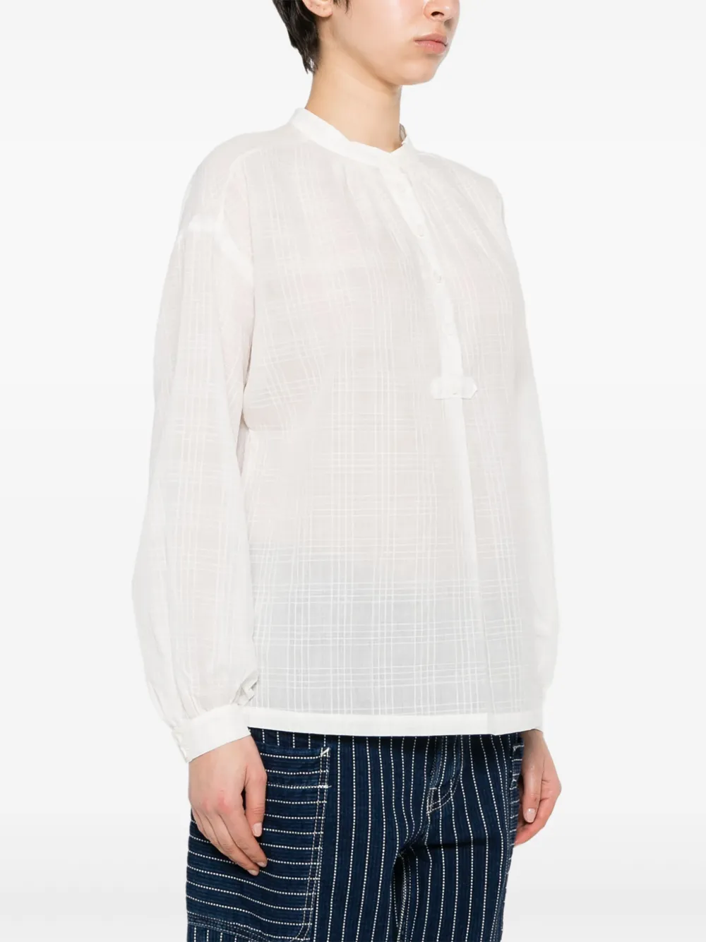 Shop Apc Plaid-check Cotton Blouse In White