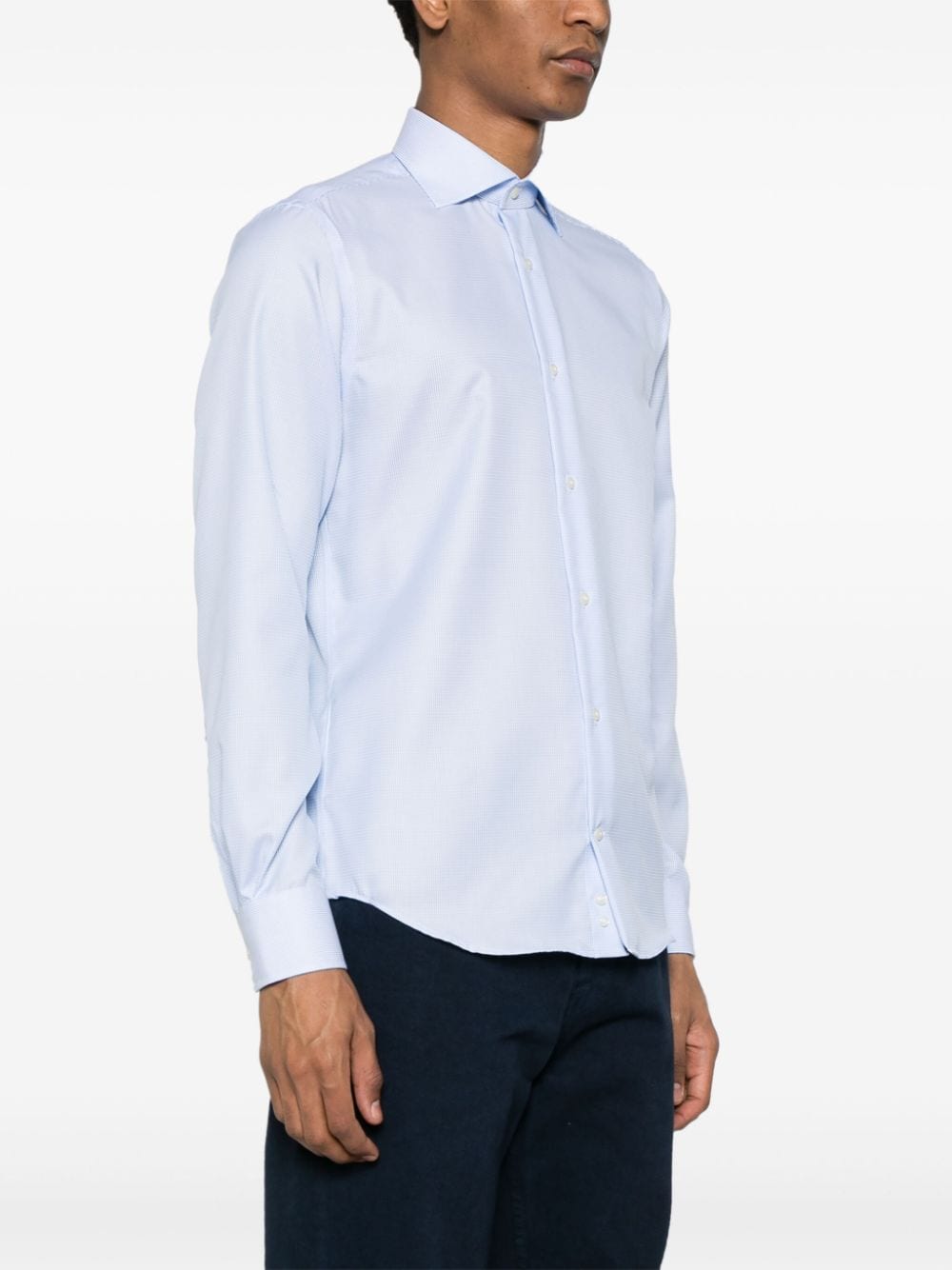 Shop Boggi Milano Cotton Bobby Shirt In Blue