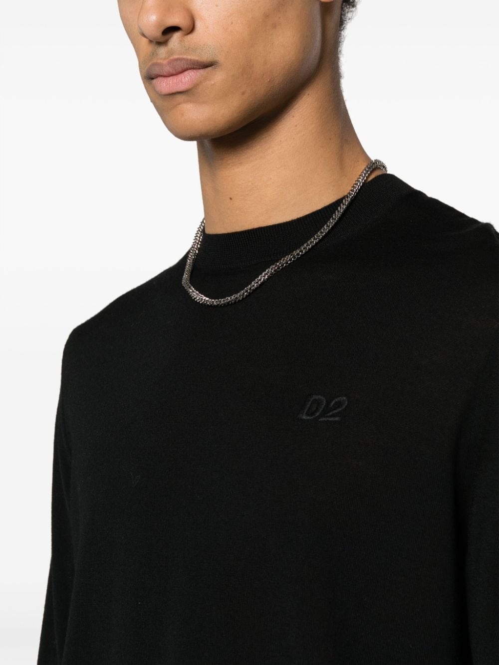 Shop Dsquared2 D2 Virgin Wool Jumper In Black