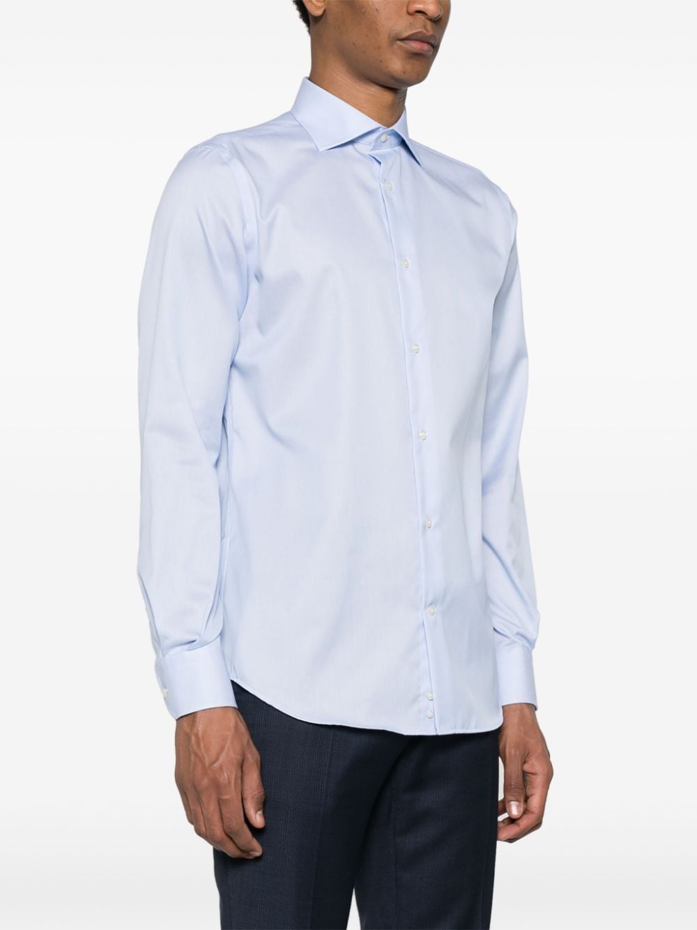 Shop Boggi Milano Vertical-stripe Cotton Shirt In 蓝色