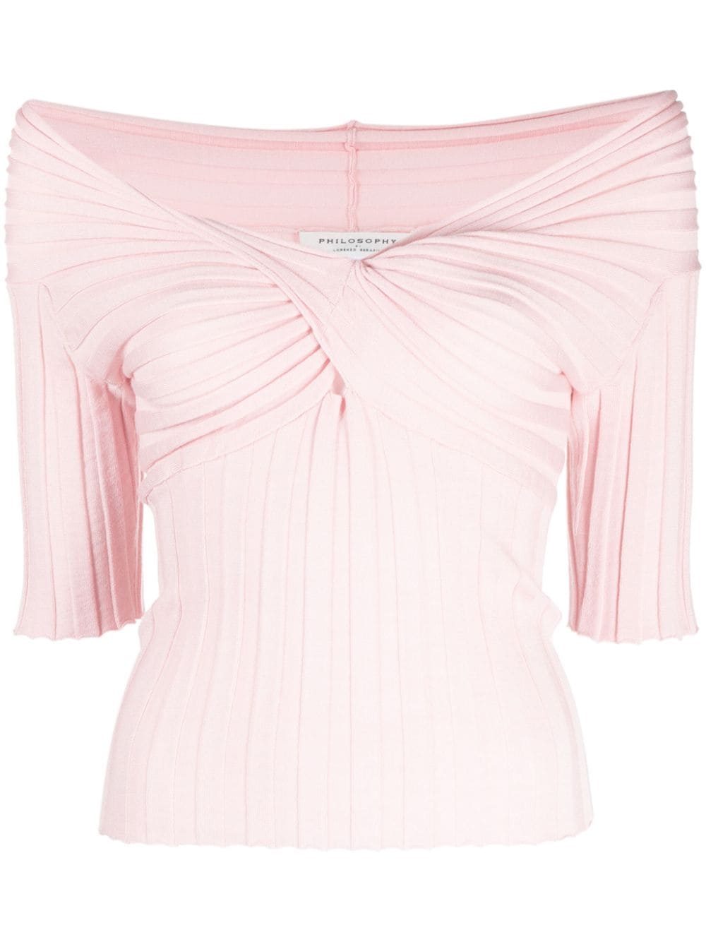 Philosophy Di Lorenzo Serafini off-shoulder ribbed-knit top - Rosa