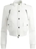 alice + olivia Ria cropped faux-leather jacket - White