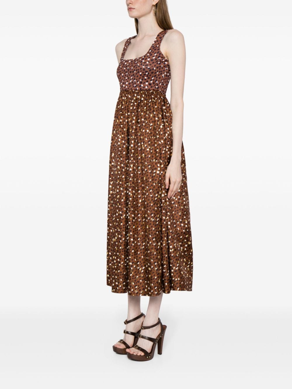 Shop Cynthia Rowley Leopard-print Silk Midi Dress In Multicolour