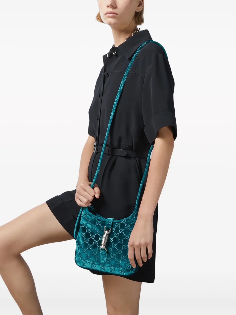 Gucci Jackie 1961 kleine fluwelen schoudertas - Blauw