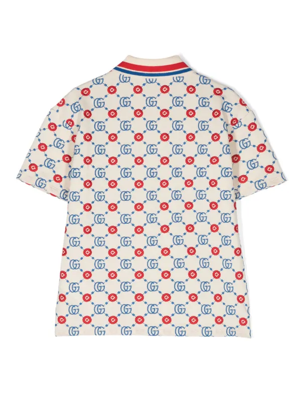 Gucci Kids Double G embroidered polo shirt kids Elastane Cotton 10 White