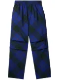 Burberry EKD-embroidered checkered twill trousers - Blue