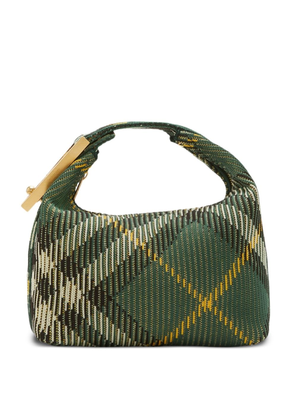 Shop Burberry Medium Peg Check-pattern Shoulder Bag In Green