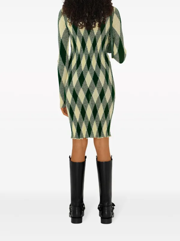 Burberry Signature Argyle Rouched Dress, Ivy Ip Pattern, Women's, XS, Cocktail & Party Wedding Guest Dresses Cocktail Dresses