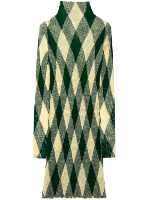 Burberry argyle ribbed-knit dress