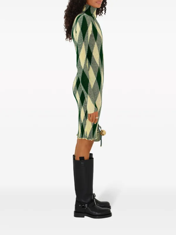 ワンピース Burberry Argyle motif dress Burberry Argyle ribbed-knit Dress | Green | FARFETCH