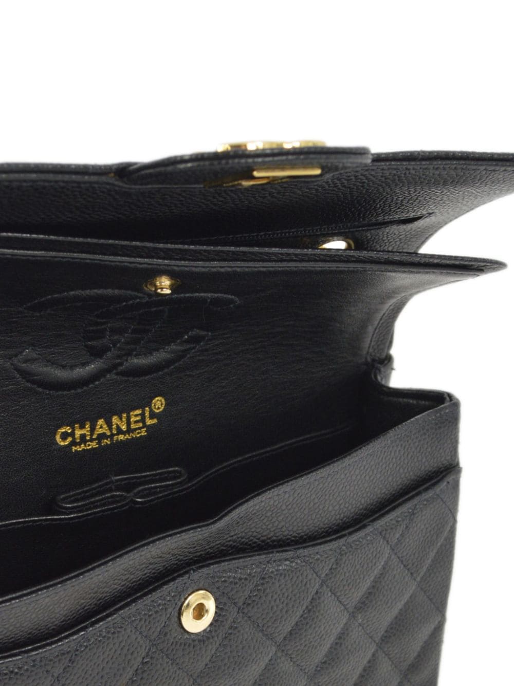 Pre-owned Chanel 2002 Small Double Flap Shoulder Bag In Black