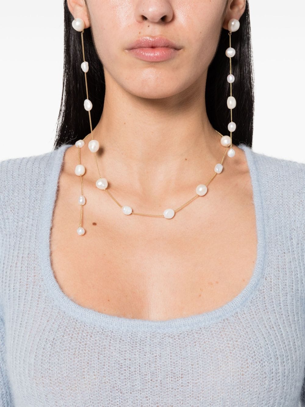 Shop Cult Gaia Cleia Pearl Dangle Earrings In White