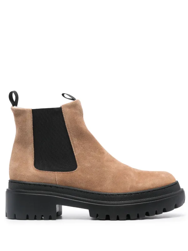 Pollini Suede chunky sole Chelsea Boots Farfetch