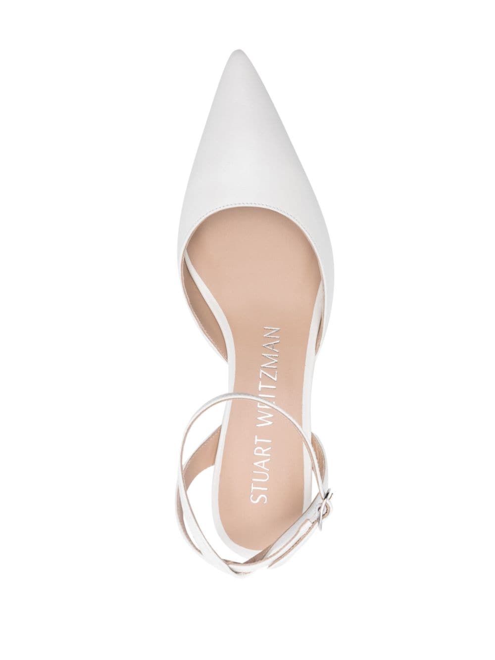 Shop Stuart Weitzman Barelythere 50mm Leather Pumps In White