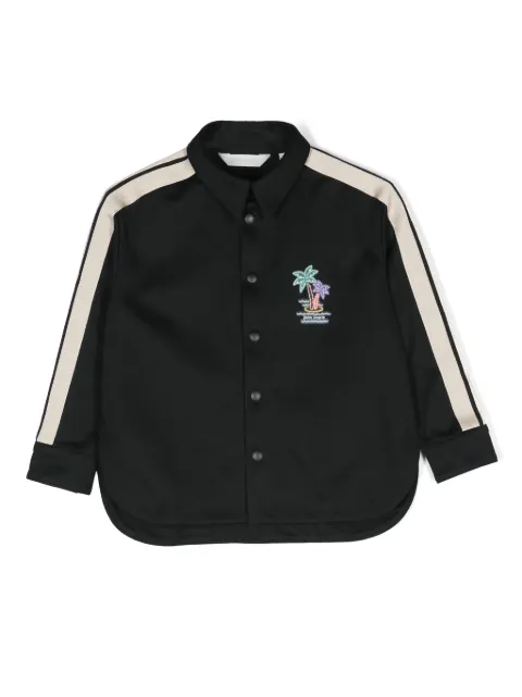 Palm Angels Kids logo-print striped shirt jacket