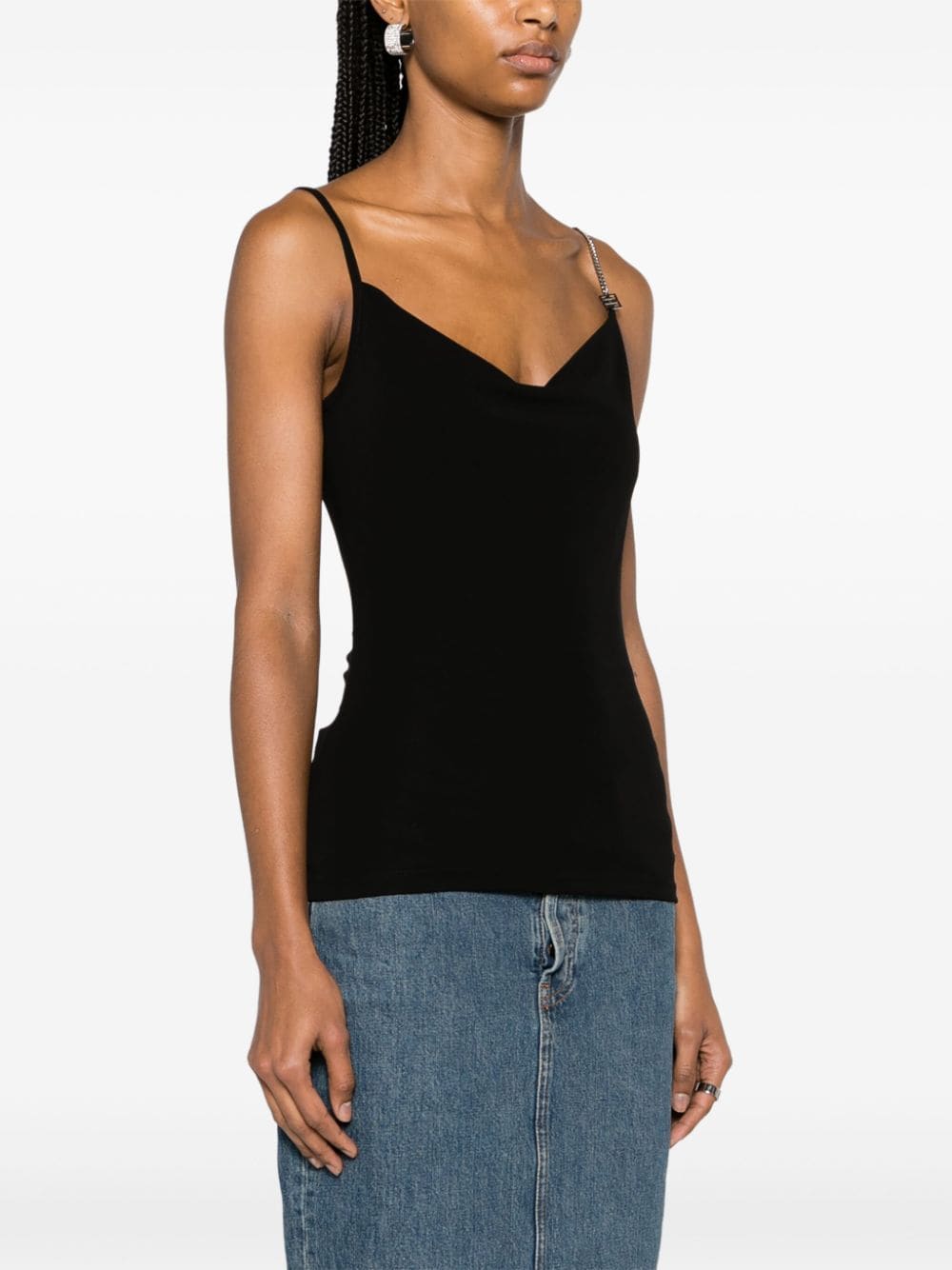 Shop Givenchy 4g Plaque-detailed Spaghetti Tank Top In Black