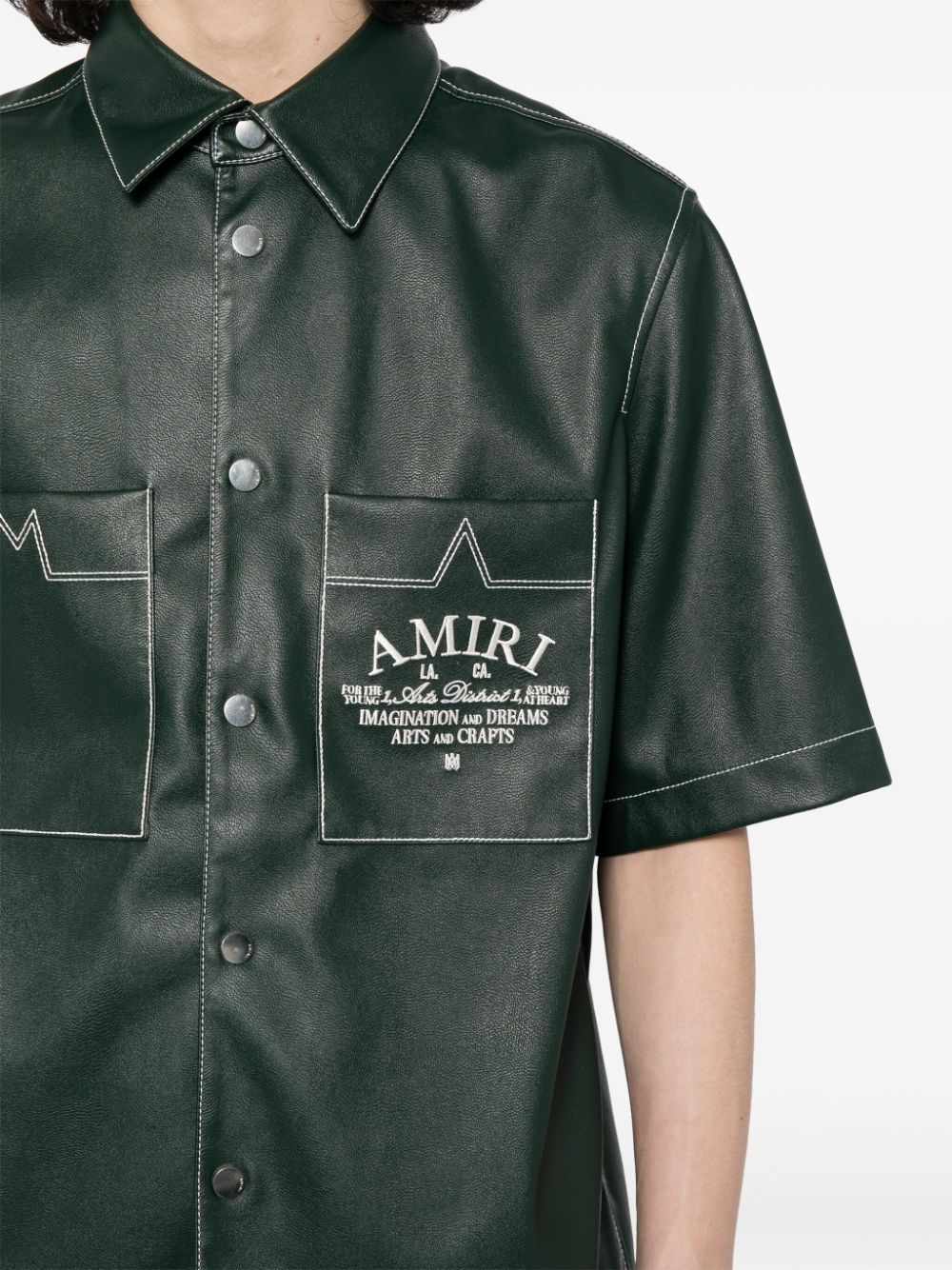 Shop Amiri Arts District Faux-leather Shirt In Green