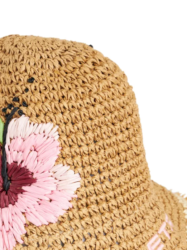 ETRO floral-embroidered Raffia Bucket Hat - Farfetch