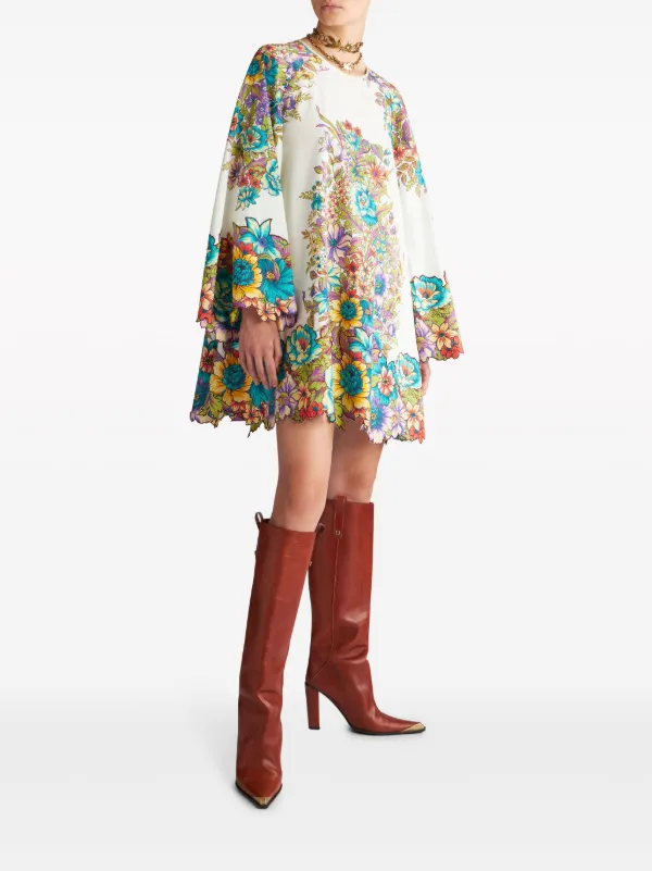 ETRO floral-print Cotton Minidress | White | FARFETCH