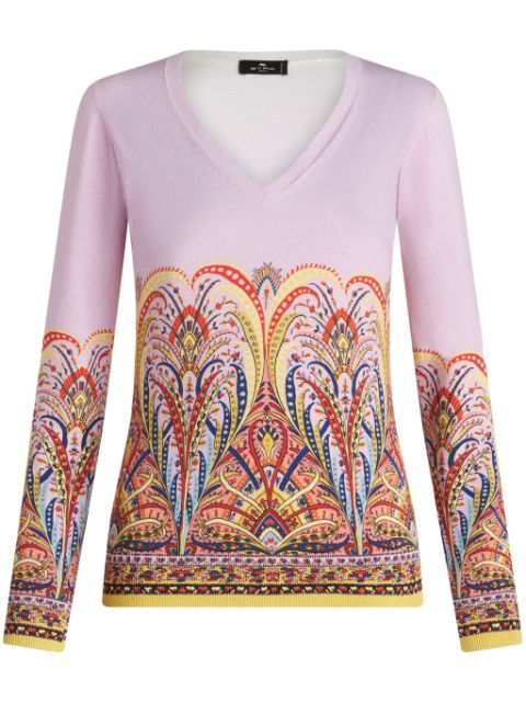 ETRO paisley-print V-neck jumper Women