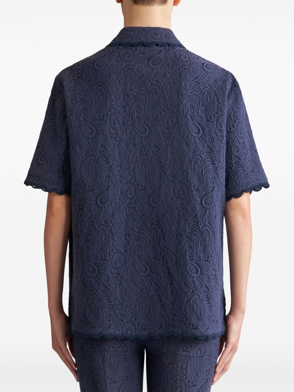 Shop Etro Paisley-jacquard Cotton-blend Shirt In Blue