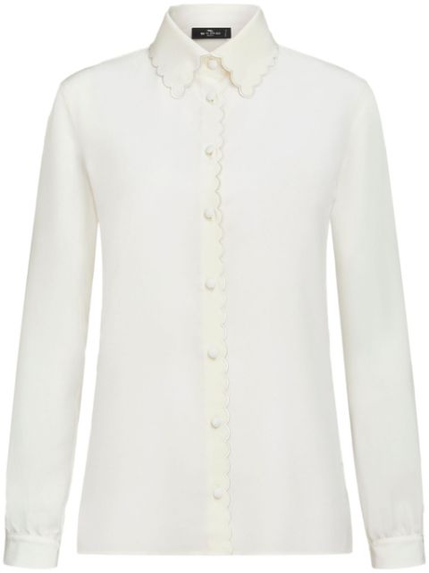 ETRO scallop-trim crepe de chine shirt Women