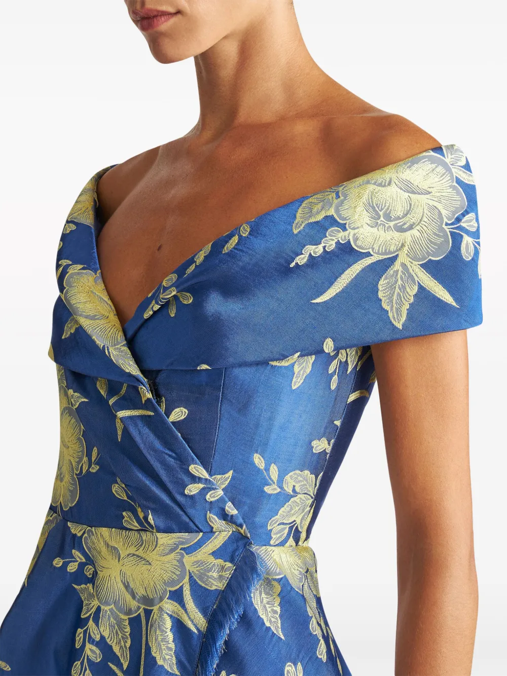 ETRO Off-shoulder midi-jurk met jacquard Blauw