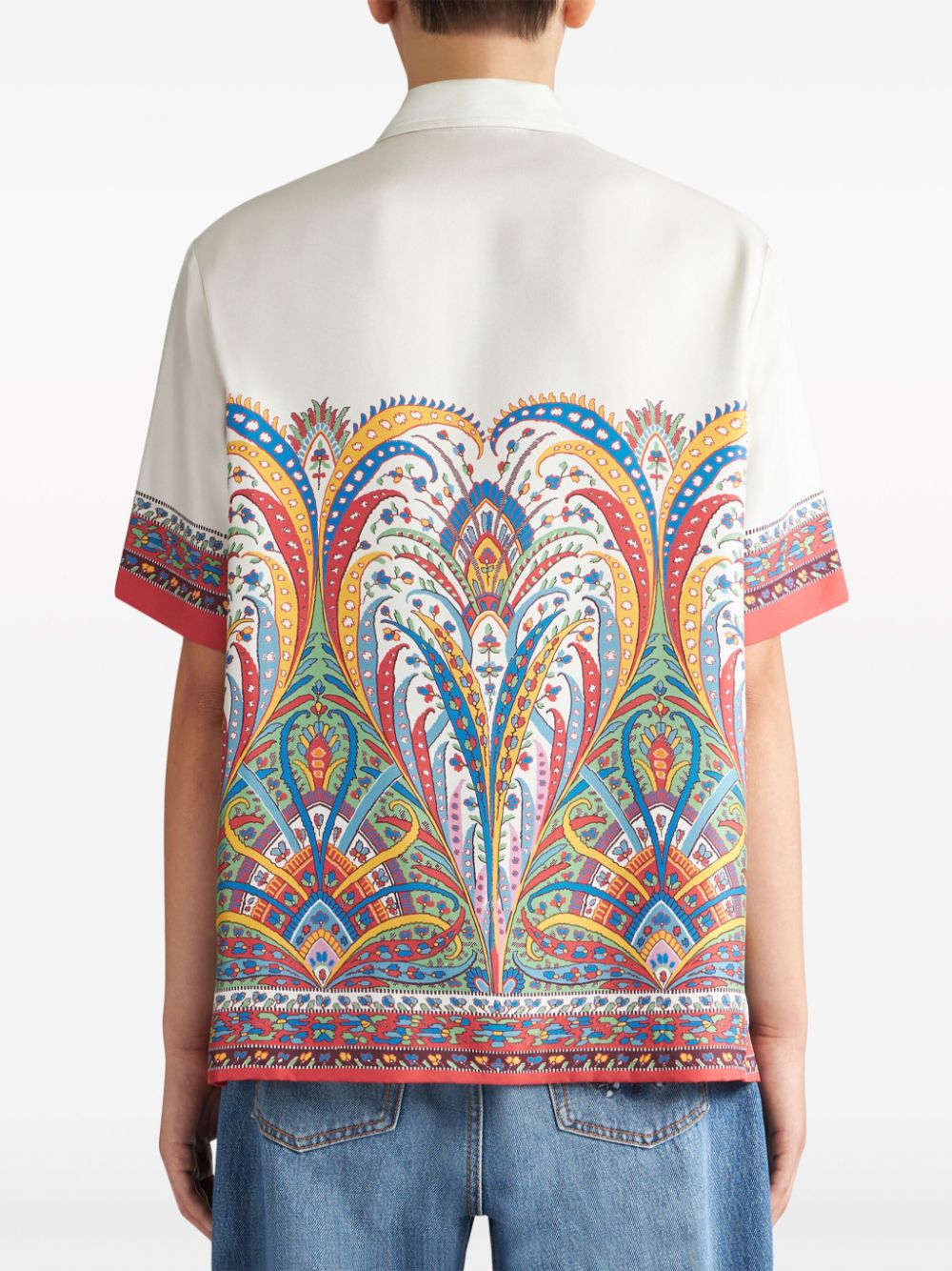 Shop Etro Paisley-print Silk-satin Shirt In White