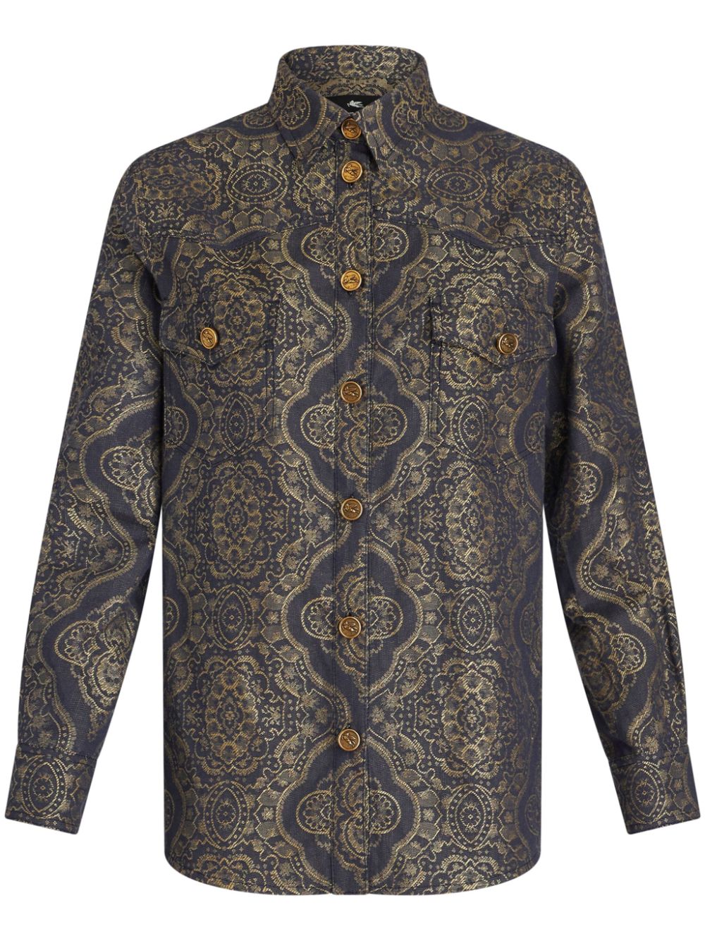 ETRO Denim blouse met jacquard Grijs