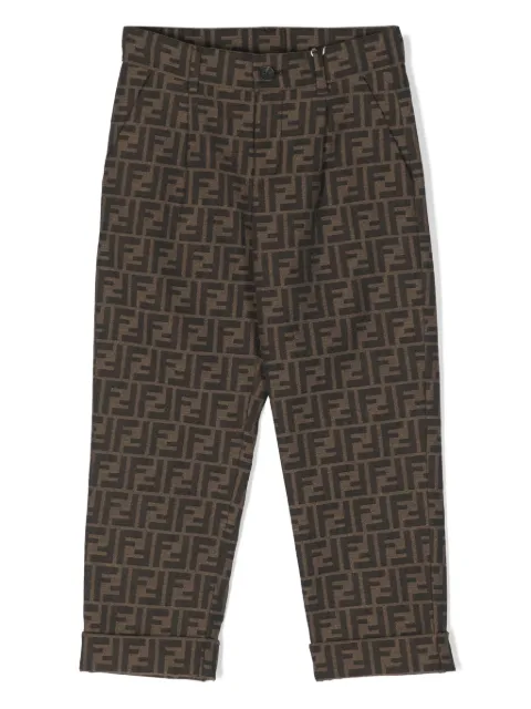 Fendi Kids Calça de jacquard FF com logo bordado
