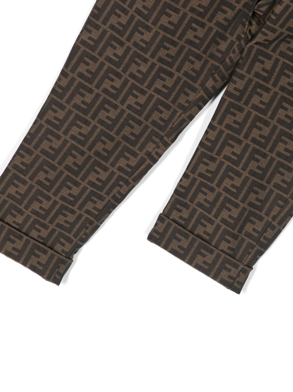 Shop Fendi Logo-embroidered Ff-jacquard Trousers In Brown