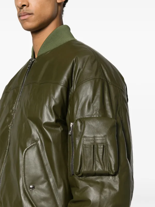 Gucci embossed-logo Padded Leather Jacket - Farfetch