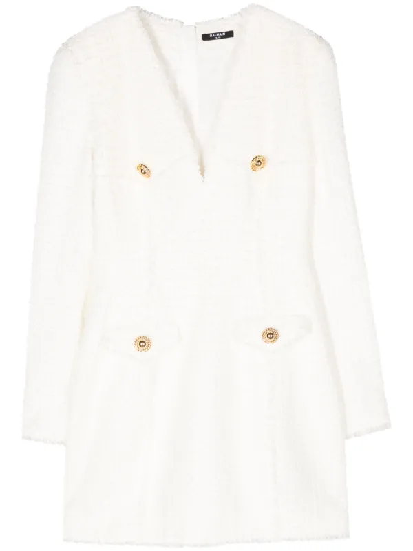 ワンピース BALMAIN SINGLE-BREASTED TWEED BLAZER DRESS Balmain single-breasted Blazer Dress | Black | FARFETCH CA