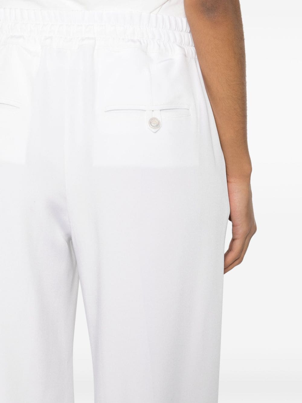 Shop Kiton Pressed-crease Straight-leg Trousers In White