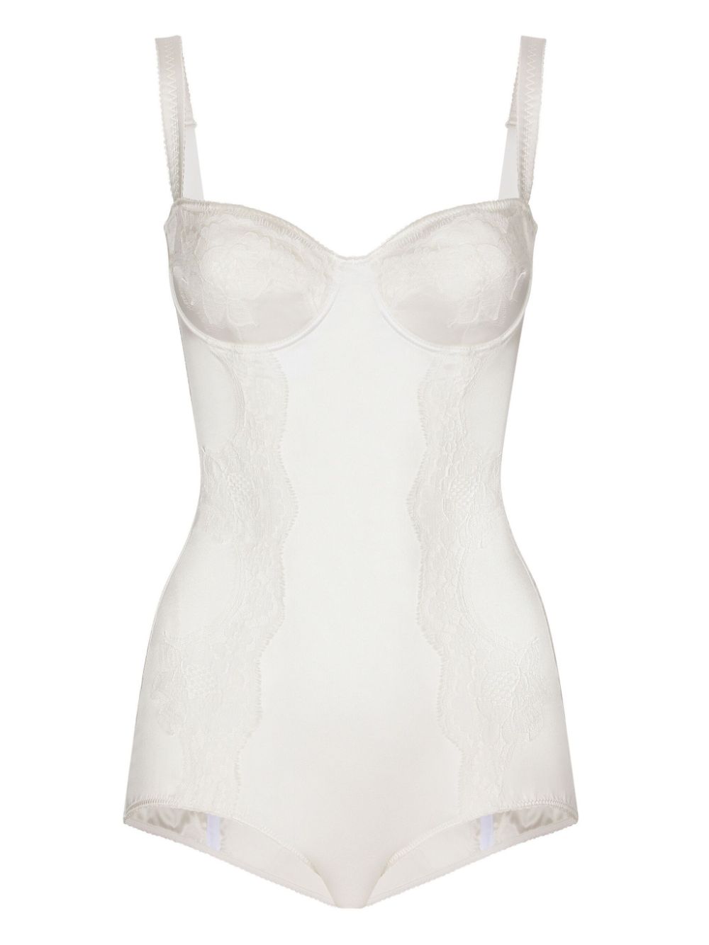 Dolce & Gabbana lace-panelled silk-satin bodysuit - White