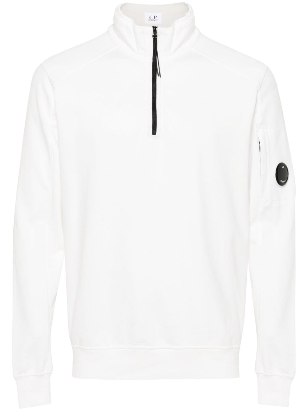 C.P. Company - Sudadera blanca con capucha y logo lateral lente