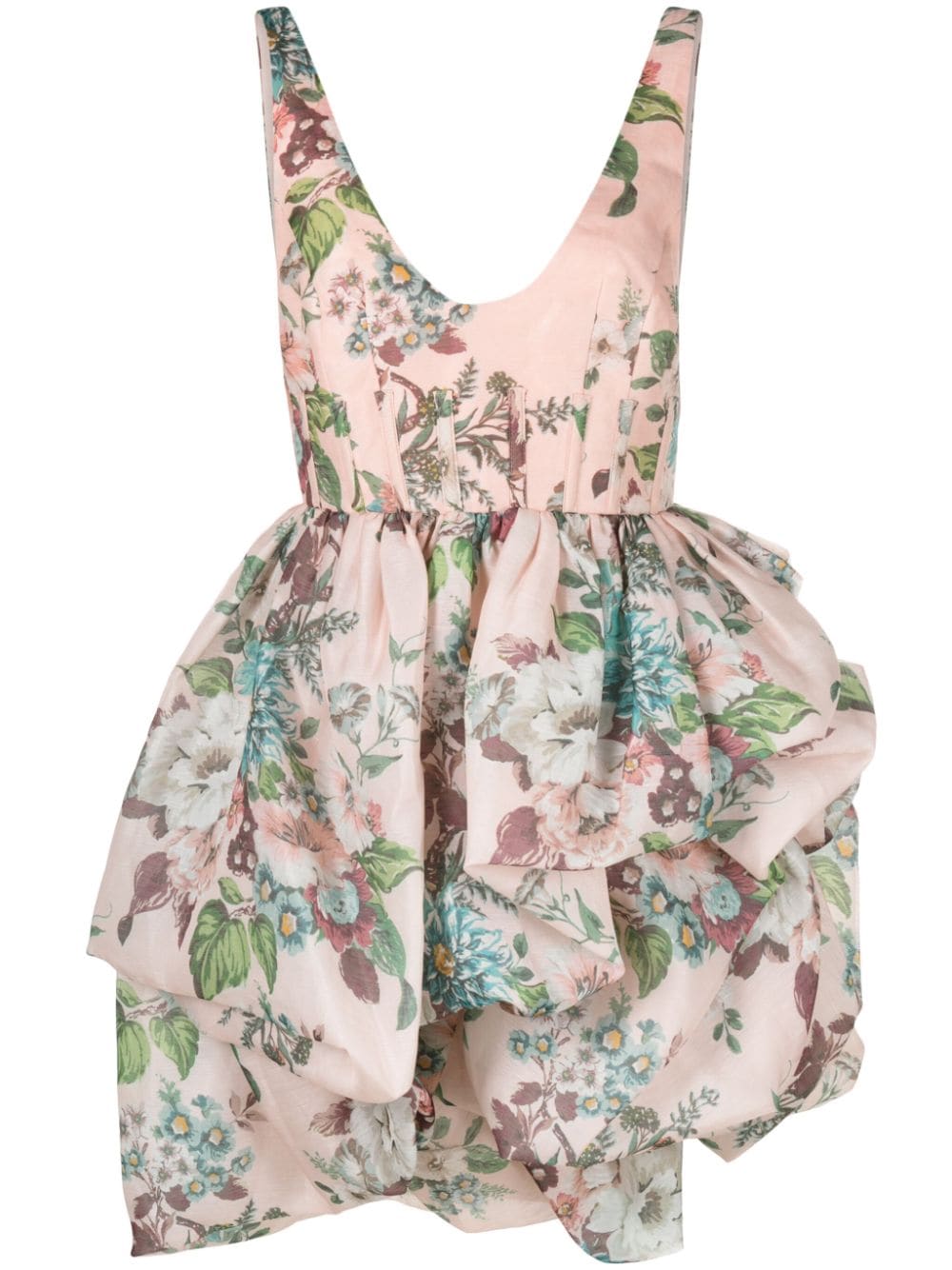 Shop Zimmermann Matchmaker Floral-print Minidress In Pink