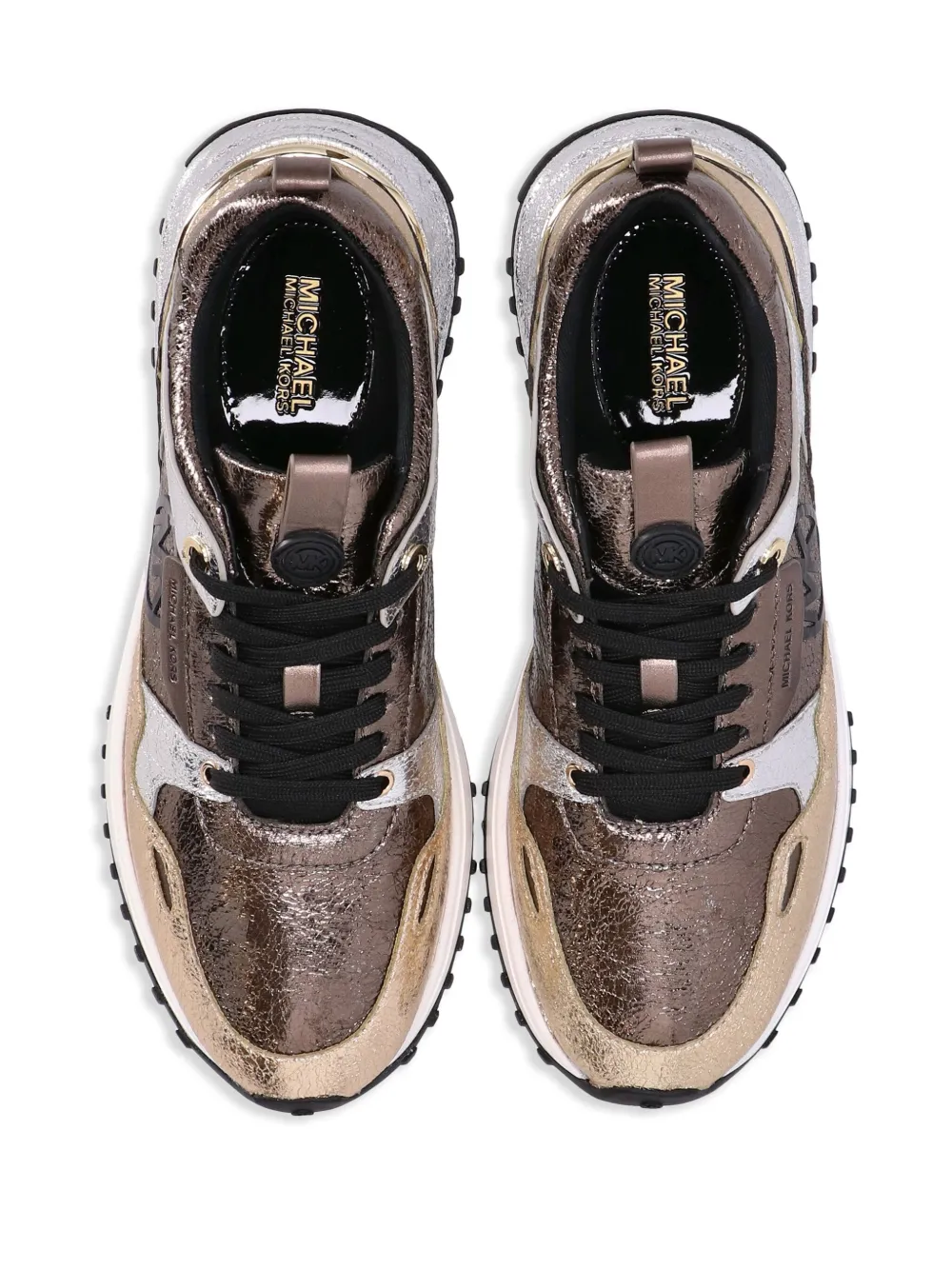 Shop Michael Kors Theo Panelled Sneakers In Brown