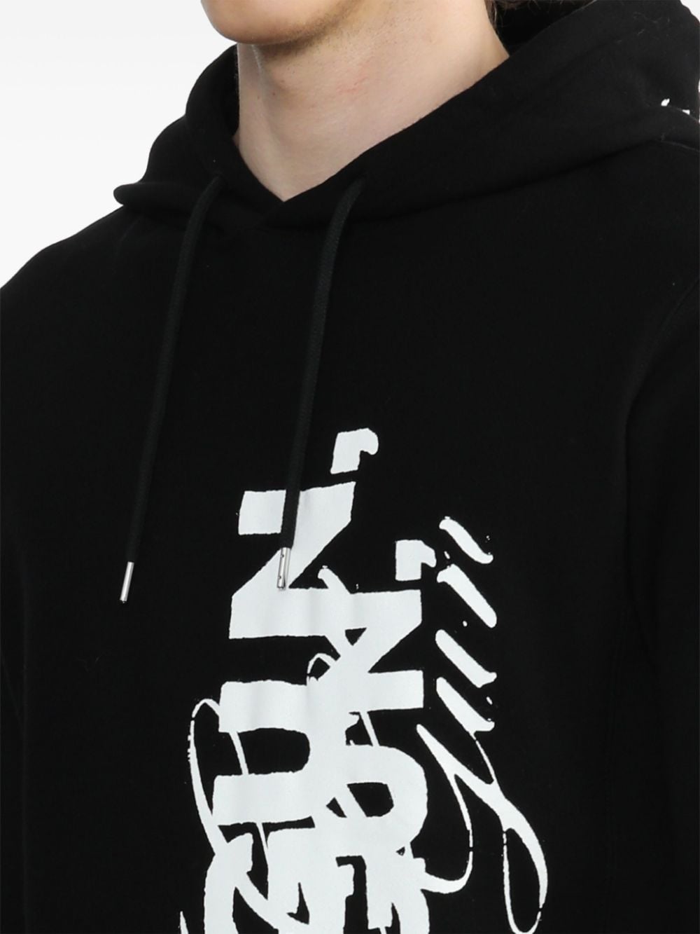 Shop Takahiromiyashita The Soloist Letter-print Two-tone Hoodie In 黑色