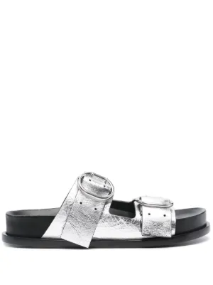 Jil Sander two strap Leather Sandals Farfetch