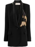 Elie Saab metallic leaf-embroidered blazer - Black