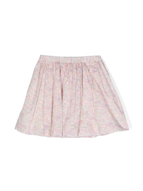 Bonpoint floral-print pleated cotton skirt