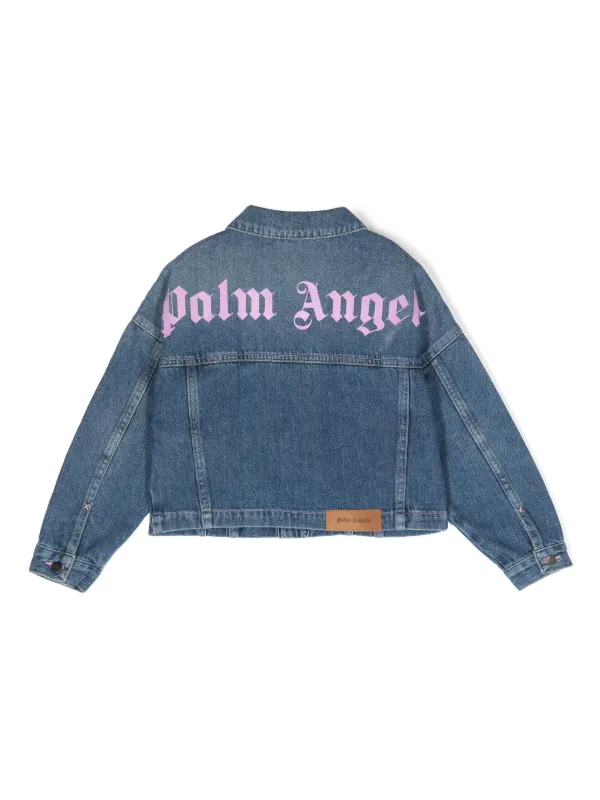 Palm Angels Kids logo-appliqué Denim Jacket | Blue | FARFETCH